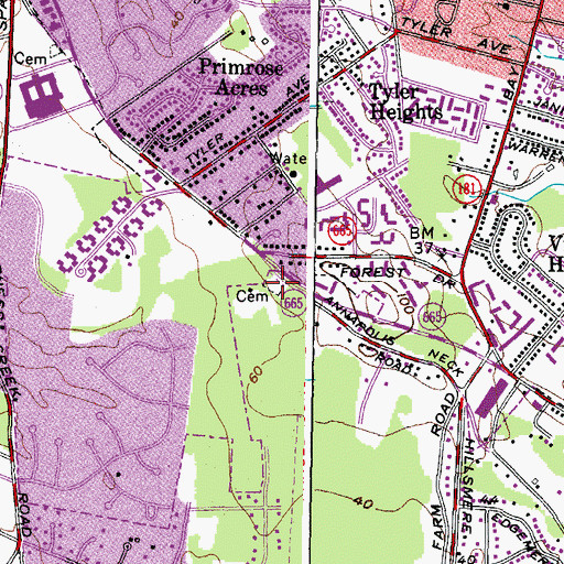 Topographic Map of John Wesley Annapolis Neck Cemetery, MD