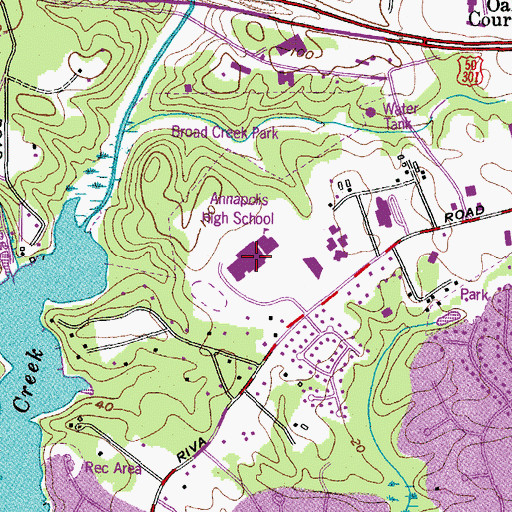 Topographic Map of Annapolis High School, MD