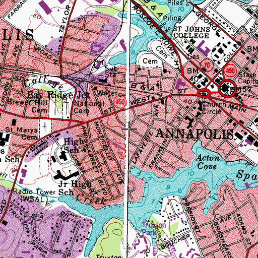 Topographic Map of Bay View Heights, MD