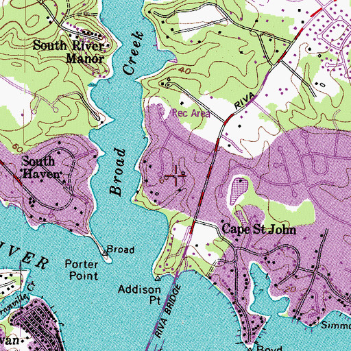 Topographic Map of Broadview Estates, MD
