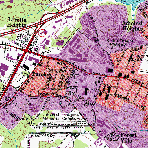 Topographic Map of Cecil Memorial United Methodist Church, MD