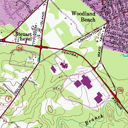 Topographic Map of Central Elementary School, MD