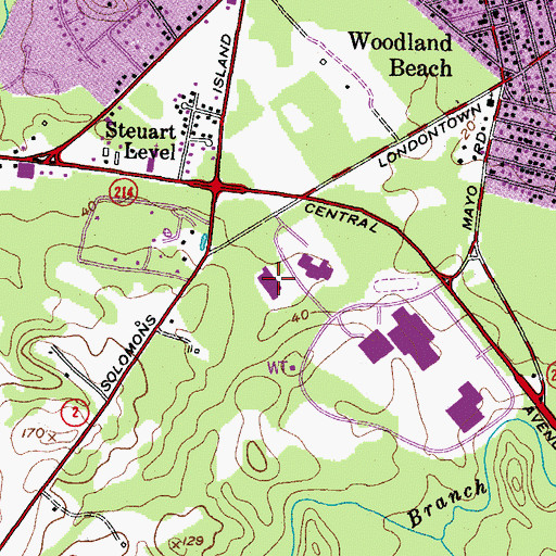 Topographic Map of Central Special School, MD