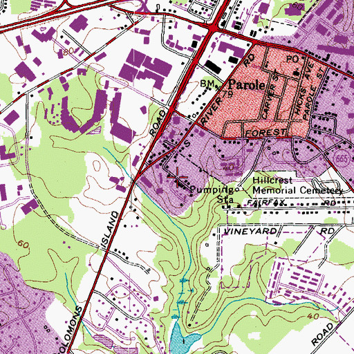 Topographic Map of Dorsey Heights, MD