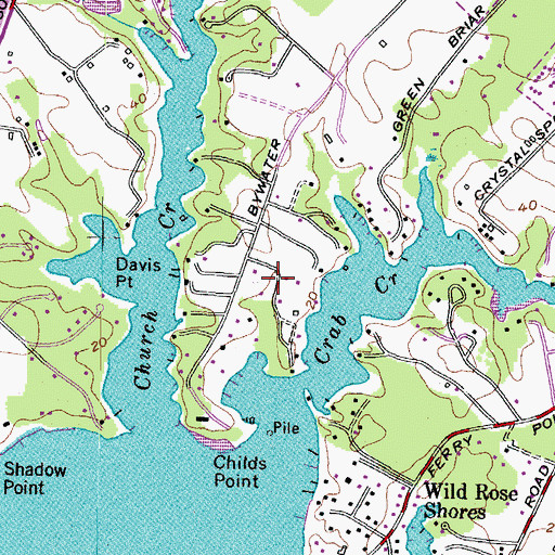 Topographic Map of Eatons Landing, MD