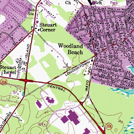 Topographic Map of Edgewater Post Office, MD