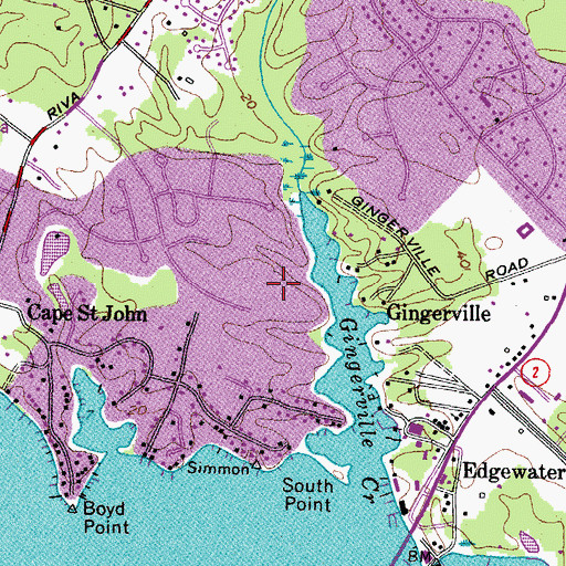 Topographic Map of Ginger Cove, MD