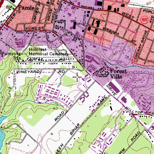 Topographic Map of Greenbriar, MD