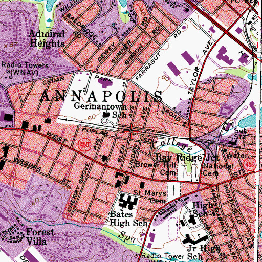 Topographic Map of Homewood, MD