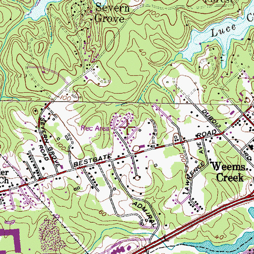 Topographic Map of Lincoln Heights, MD