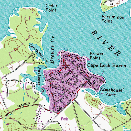 Topographic Map of Loch Haven Beach, MD