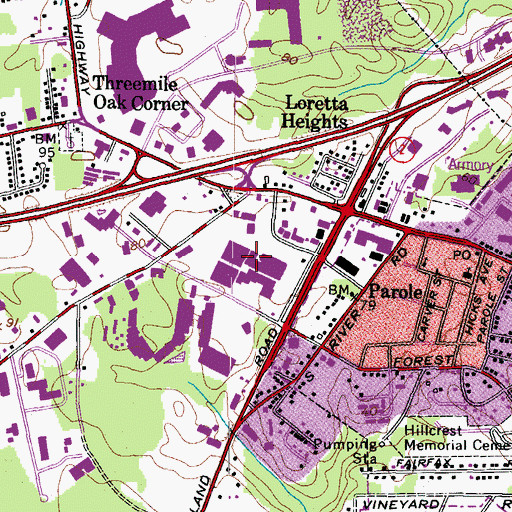Topographic Map of Parole Shopping Center, MD