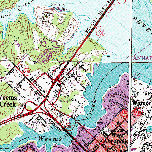 Topographic Map of Riverview Manor, MD