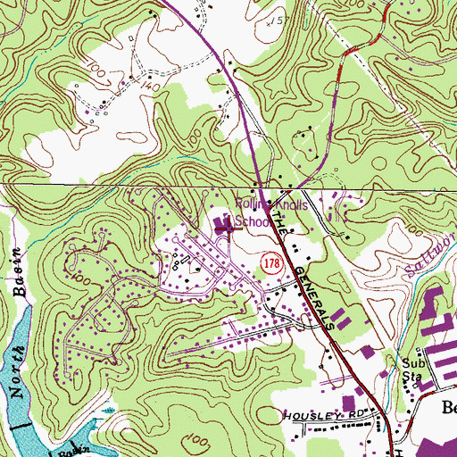 Topographic Map of Rolling Knolls Elementary School, MD