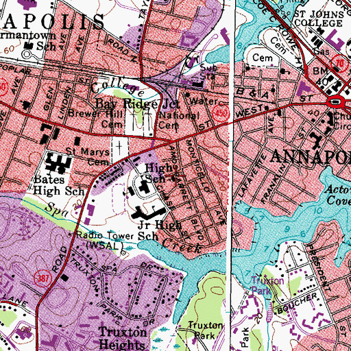 Topographic Map of Saint Constantine and Saint Helen Greek Orthodox Church, MD