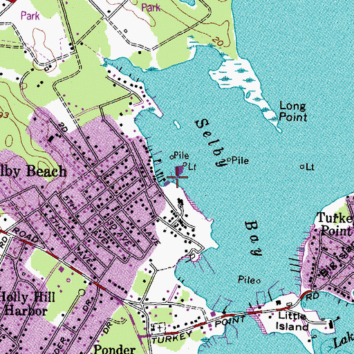 Topographic Map of Selby Bay Yacht Basin, MD
