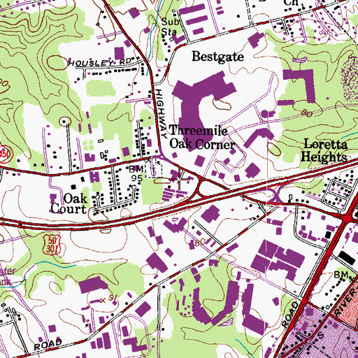 Topographic Map of The Courtyards, MD