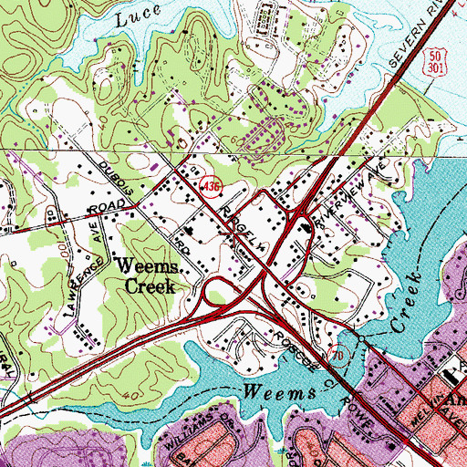 Topographic Map of Weems Creek Baptist Church, MD