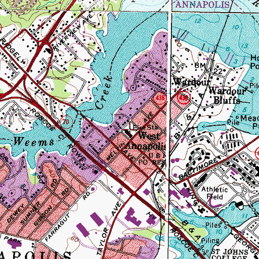 Topographic Map of West Annapolis Elementary School, MD