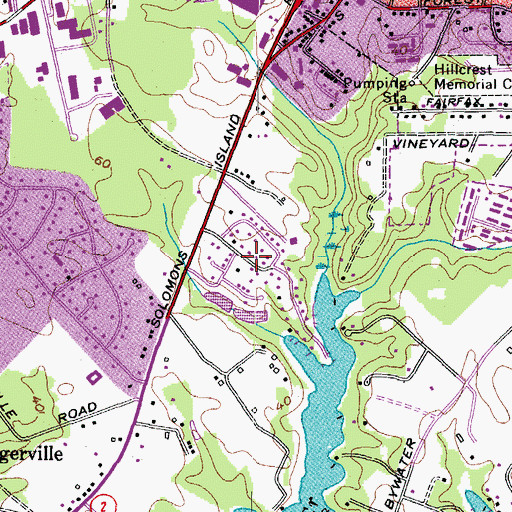 Topographic Map of Wilelinor Estates, MD