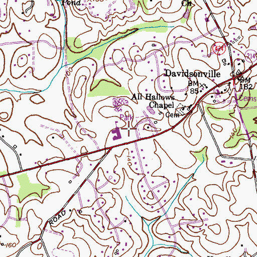 Topographic Map of Davidsonville Elementary School, MD