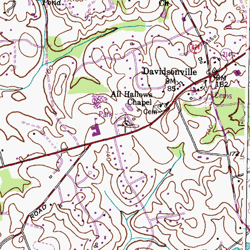 Topographic Map of Davidsonville Park, MD