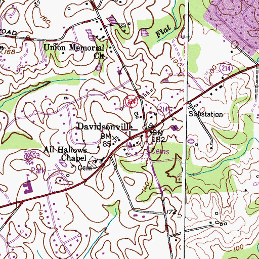 Topographic Map of Davidsonville Post Office, MD