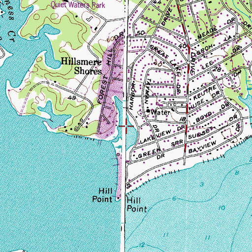 Topographic Map of Lake Hillsmere, MD
