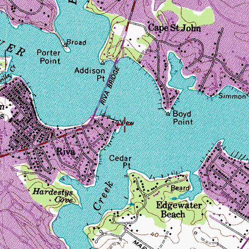 Topographic Map of Jacobs Point, MD