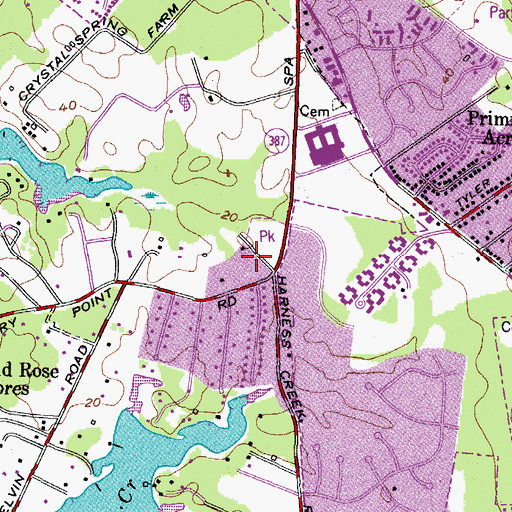 Topographic Map of Robinwood, MD