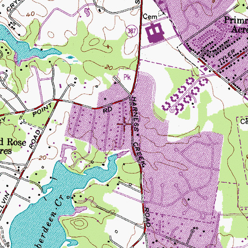 Topographic Map of Romar Estates, MD