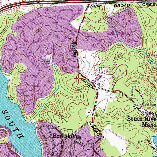 Topographic Map of South River Towers, MD
