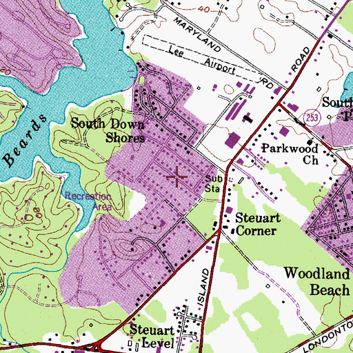 Topographic Map of Southdown Estates, MD