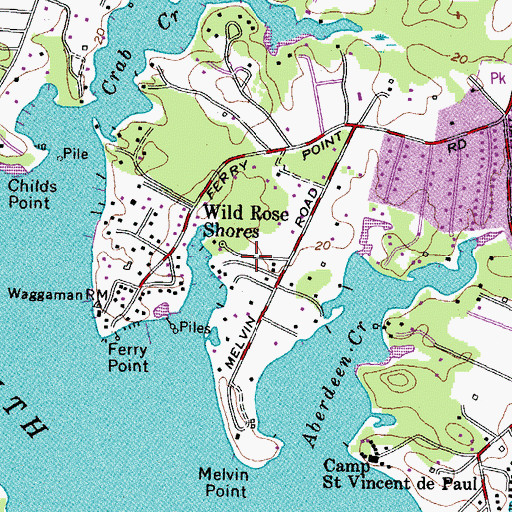 Topographic Map of The Ridings, MD