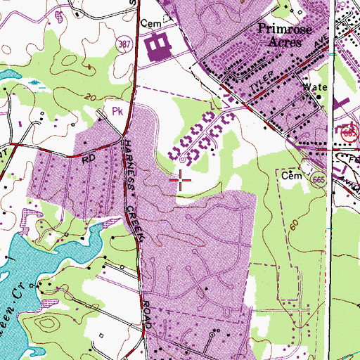 Topographic Map of Wetheridge Estates, MD