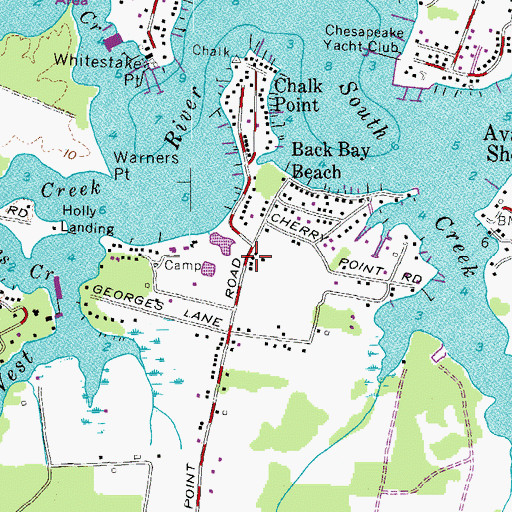 Topographic Map of Back Bay, MD