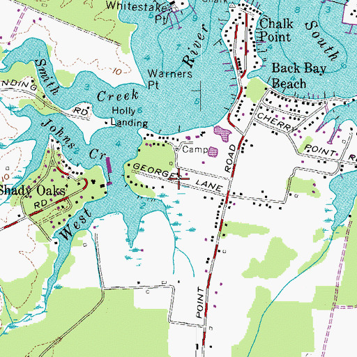 Topographic Map of Bahama View, MD