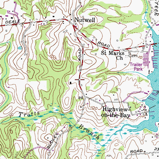 Topographic Map of Baywalker Village, MD