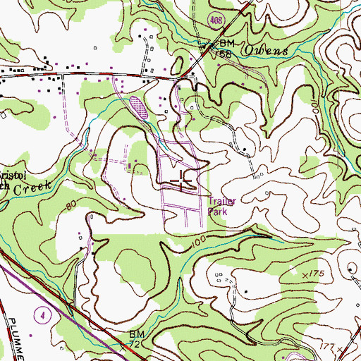 Topographic Map of Boones Mobile Estates, MD