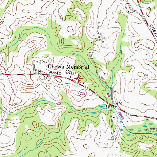 Topographic Map of Chews Cemetery, MD