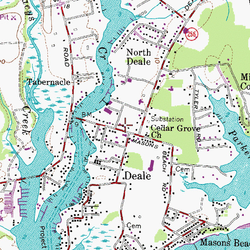 Topographic Map of Deale Post Office, MD