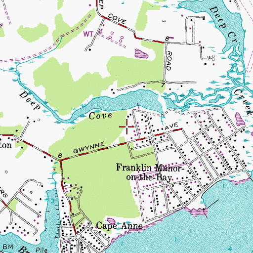 Topographic Map of Franklin Manor Beach, MD