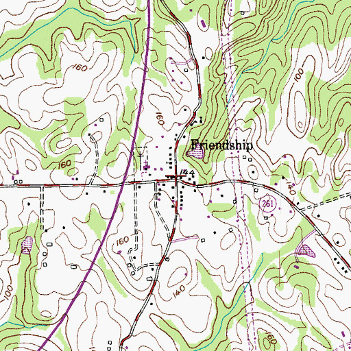 Topographic Map of Friendship Post Office, MD