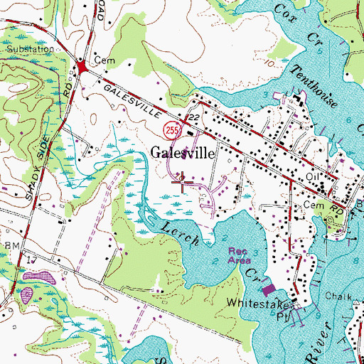 Topographic Map of Galesville Estates, MD