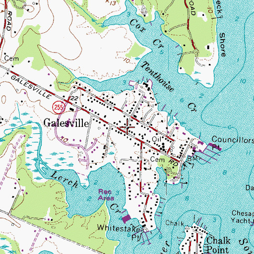 Topographic Map of Galesville Post Office, MD
