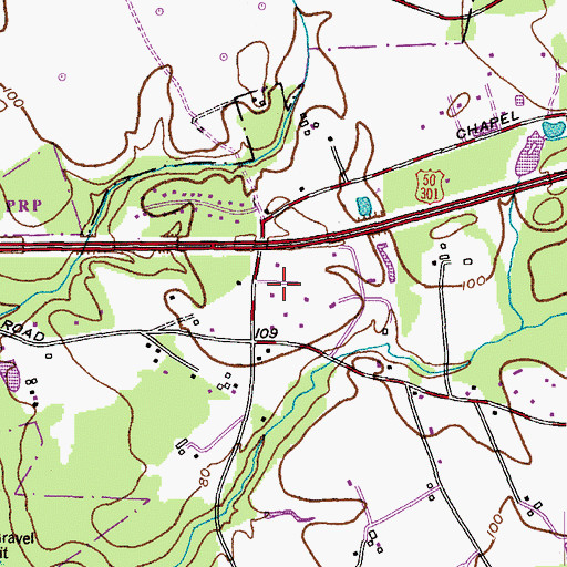 Topographic Map of Hanson Hills, MD