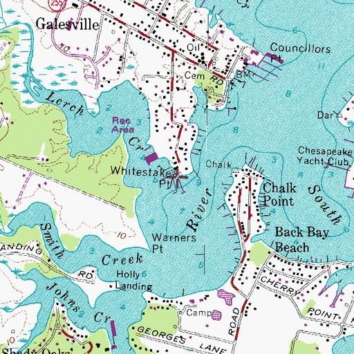 Topographic Map of Hartges Boatyard, MD