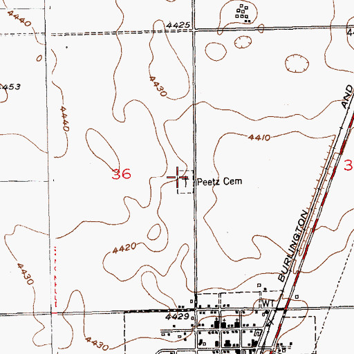 Topographic Map of Peetz Cemetery, CO