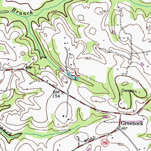 Topographic Map of Moreland Pond, MD