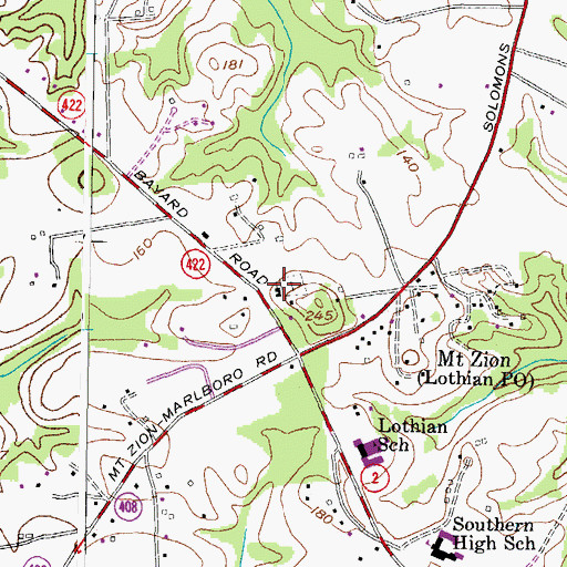 Topographic Map of Mount Zion United Methodist Church, MD